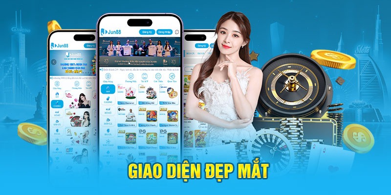 Giao diện chính đầy mạch lạc và dễ nhìn của app Jun88